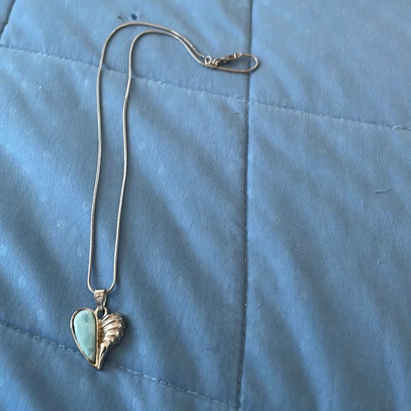 Jewelry - Lovely  925  Silver Larimar Pendant And Chain